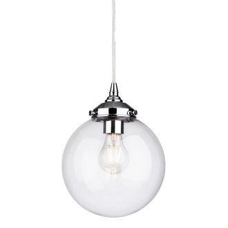 Netlighting Seville 1 Light Globe Ceiling Pendant Chrome with Clear Glass E27 in Black