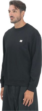 Calvin Klein Jeans Hoodies & sweatvesten, Heren, Zwart, 2Xl, Zwarte Crewneck Sweater Monogram Logo