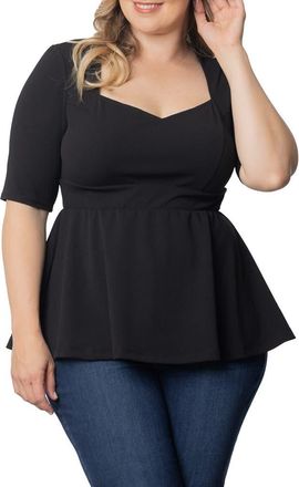 Kiyonna Posh Peplum Top in Black Noir at Nordstrom, Size 0 X