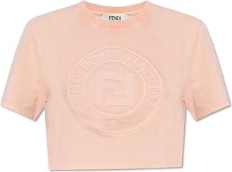 Fendi Roma Crop Top - Dames - T-shirts - Roze - M - Katoen - Tops