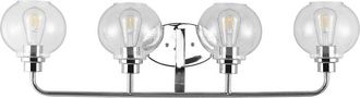 Jonathan Y Designs Jonathan Y Sandrine 36In 4-Light Iron/Seeded Glass Cottage Rustic Led Vanity Light