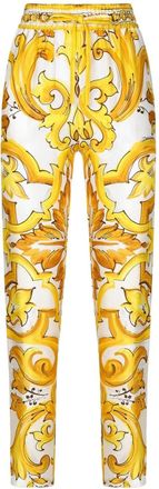 Dolce & Gabbana drawstring-waist silk track pants - women - Silk - 40 - Yellow