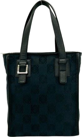 Loewe Black Canvas Leather Handbag Tote Bag (Pre-Owned)