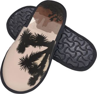 Generic Shoes Joshua Tree Morning Sunrise Scenery Fluffy Slippers Comfy Sliders For Bedroom Home Winter L