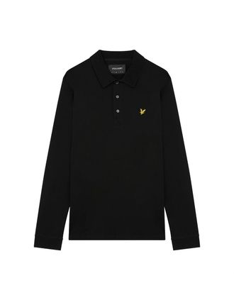 Lyle & Scott Mens Lyle & Scott Branded Chest Logo Jet Black Long Sleeve Polo Shirt - Size: 44