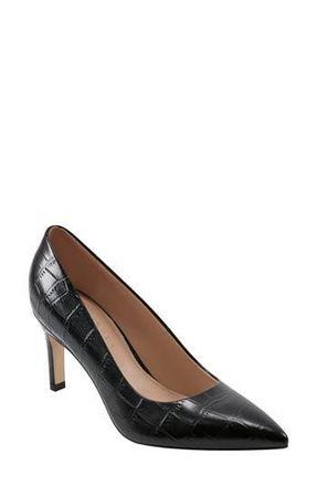 Marc Fisher Genni Pointed Toe Pump in Black Croc Embossed at Nordstrom Rack, Size 7.5