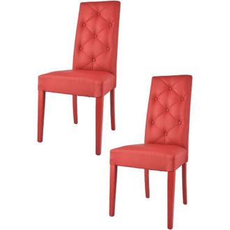 Tommychairs Tommychairs - Set 2 sedie modello Chantal per cucina e sala da pranzo, struttura in legno di faggio verniciata in rosso, seduta e schienale con