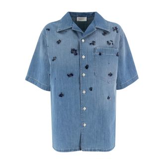 Fabiana Filippi Dames, Blouses & Shirts, Blauw, Maat: XS Katoen