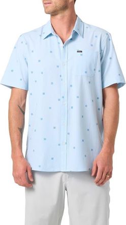 O'Neill Relaxed Fit Short Sleeve Performance Slub Button-Up Shirt in Baby Blue at Nordstrom, Size Xx-Large