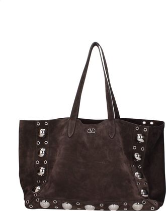 Valentino Garavani Bruine Leren Schoudertas