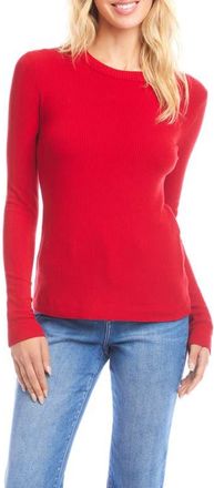 Karen Kane Long Sleeve Rib Top in Red at Nordstrom, Size X-Small