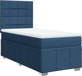 vidaXL Giroletto A Molle Con Materasso Blu 90x200 Cm Intessuto - Vidaxl