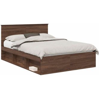 vidaXL Bed Frame with Headboard Brown Oak 140 x 200 cm Engineered wood vidaXL