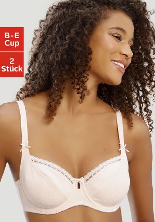 Petite Fleur B&uuml;gel-BH PETITE FLEUR, Damen, Gr. 75, Cup D, rosa (puder, wei&szlig;), Jersey, Obermaterial: 79% Baumwolle, 8% Polyamid, 8% Polyester, 5% Elasthan, BHs B&uuml;ge