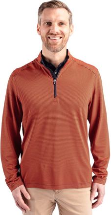 Cutter & Buck Virtue Eco Pique Micro Stripe Recycled Mens Quarter Zip