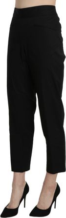 Bencivenga Black High Waist Straight Cropped Dress Womens Pants