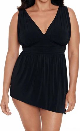 Longitude Long Torso Goddess Flyaway Swim Dress In Black