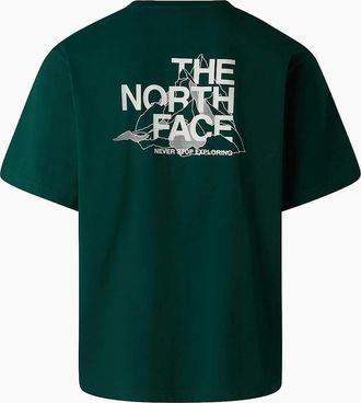 The North Face Mens The North Face Mens T Shirts Mountain Sketch Print Short Sleeve Crew Neck Tee - Green - Size: 38