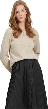 Vila Ril Knit Sweater - Dames - Ronde hals truien - Beige - XS - Truien & Vesten
