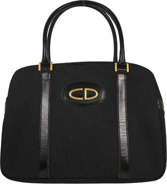 Dior Vintage Cd Trotter Handbag Canvas Black Canvas Handbag (Pre-Owned)