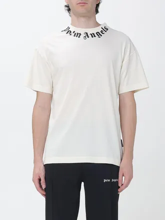 Palm Angels T-shirt in cotone con logo stampato e spalle cadute