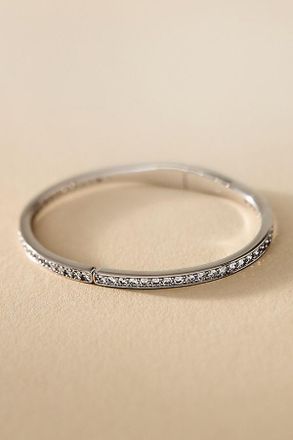 Nadri Half Pav&eacute; Crystal Hinged Oval Bangle Bracelet
