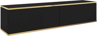 AKL FURNITURE Mueble para TV efecto madera Negro y Dorado