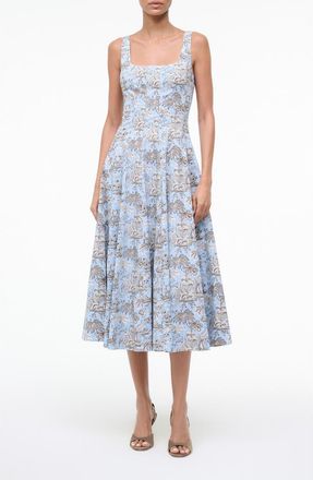 Staud Wells Poplin Midi Dress in Sky Toile at Nordstrom, Size 14
