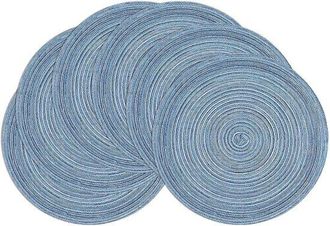 No Brand Manteles Individuales Redondos, Azules, De 38 Cm, Trenzados, Lavables, De Tela Resistente Al Calor, Para Navidad, Fiestas Y Cocina, 6 Unidades