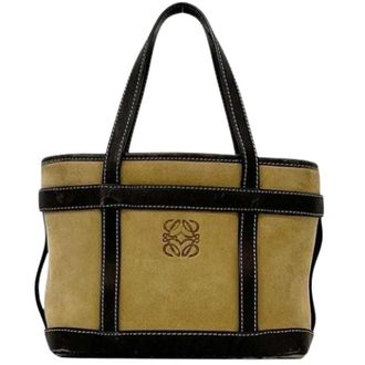 Loewe Pre-owned Suede Tote Bag - Dames - Vintage Shopper - Beige - ONE Size - Leer - Vintage