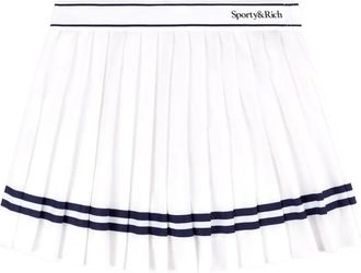 Sporty & Rich Minigonna plissettata a righe - Bianco