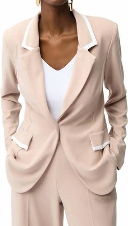 Joseph Ribkoff Contrast Trim Long Sleeve Blazer In Parchment/vanilla