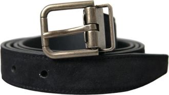 Dolce & Gabbana Elegante zwarte leren riem met metalen gesp - Heren - Riemen - Zwart - ONE Size - Leer - Accessoires