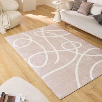 Nazar Rugs Alfombra lavable a m&aacute;quina con dise&ntilde;o escandinavo - beige - 160x230