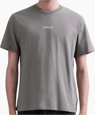 Replay Mens Basic Logo Grey T-Shirt - Size: 36