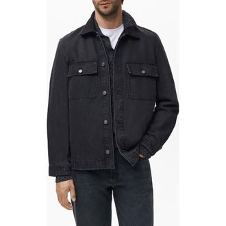 Mango Denim Jacket in Black Denim at Nordstrom, Size X-Large