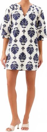 Fifteen Twenty Womens Brianne Lantern Sleeve Dress In White Navy Print