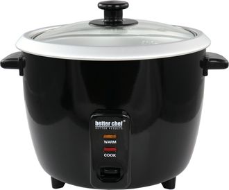 Better Chef 8 Cup Automatic Rice Cooker in Black With Rice Paddle and Measuring Cup