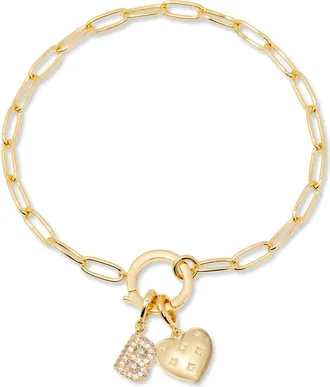 Brook & York Lillian Initial Heart Charm Bracelet in Gold B at Nordstrom