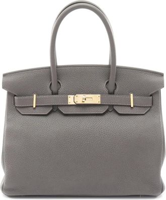Herm&egrave;s Borsa a mano Birkin Retourne 30 in pelle Taurillon Clemence 2021 - Grigio