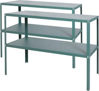 PRIMROSE X2 Traditional 2 Tier Greenhouse Staging Shelf Workbench in Green 119cm
