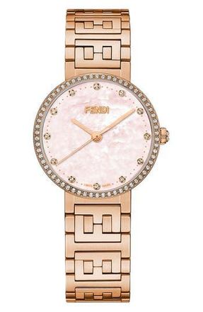 Fendi Forever Fendi Diamond Swiss Quartz Bracelet Watch, 29mm - 0.40 ctw in Rosegold at Nordstrom Rack