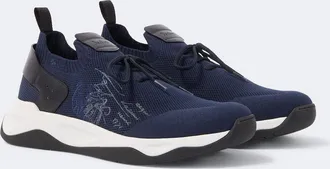 Berluti Shadow leather-trimmed knitted sneakers