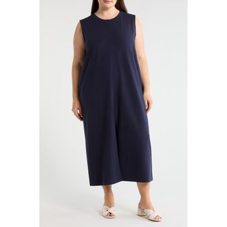 Eileen Fisher Sleeveless Stretch Cotton Jersey Midi Dress in Ink at Nordstrom, Size 2X