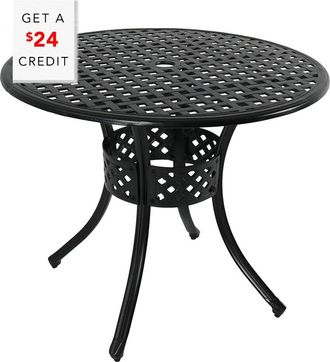 Sunnydaze Black Heavy-Duty Cast Aluminum Outdoor Round Patio Dining Table With $24 Credit