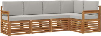 vidaXL Conjunto De Sof&aacute;s De Exterior 5 Uds. Gris Natural Y Claro Vidaxl