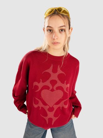 Blue Tomato Jacquard Heart Strickpullover red