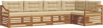vidaXL Conjunto De Sof&aacute;s De Exterior 5 Uds. Natural Y Beige Vidaxl