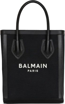 Balmain Borsa tote in tela con finiture in pelle Balmain