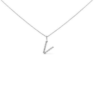 House of Brilliance Sterling Silver Diamond Accent A-Z Initial Pendant Necklace in Sterling Silver |V at Nordstrom